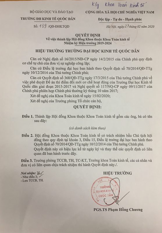 MFE NEU – Khoa Toán Đại học kinh tế quốc dân